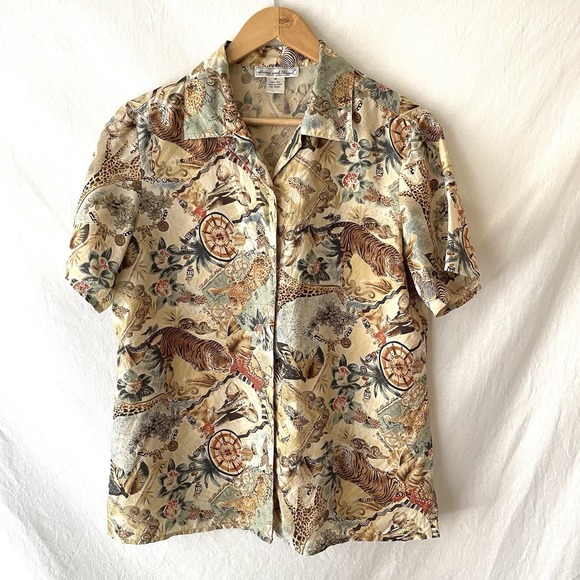 Anna And Frank Tops - Vintage Anna & Frank Top Womens Medium M 100% Silk African Safari Animal Print